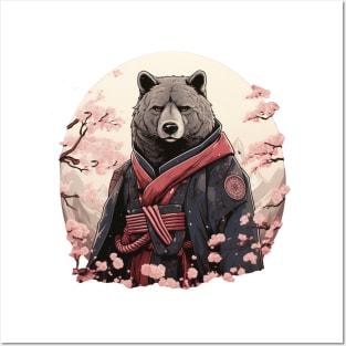 Japanese Bear Samurai Portrait Posters and Art